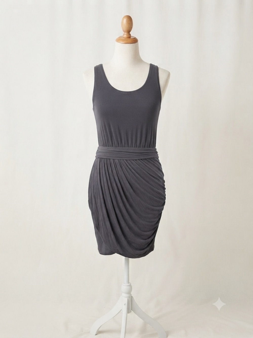Club Monaco Charcoal Sleeveless Ruched Mini Dress